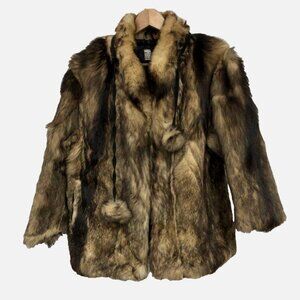 Vintage Real Fox or Coyote Fur Coat Jacket Mobwife Made in Germany Women 10 / L